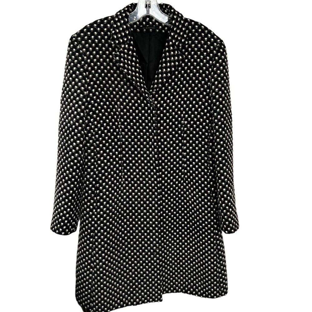 ELIE TAHARI Alpaca Wool Blend Coat Black Gray Mid Length